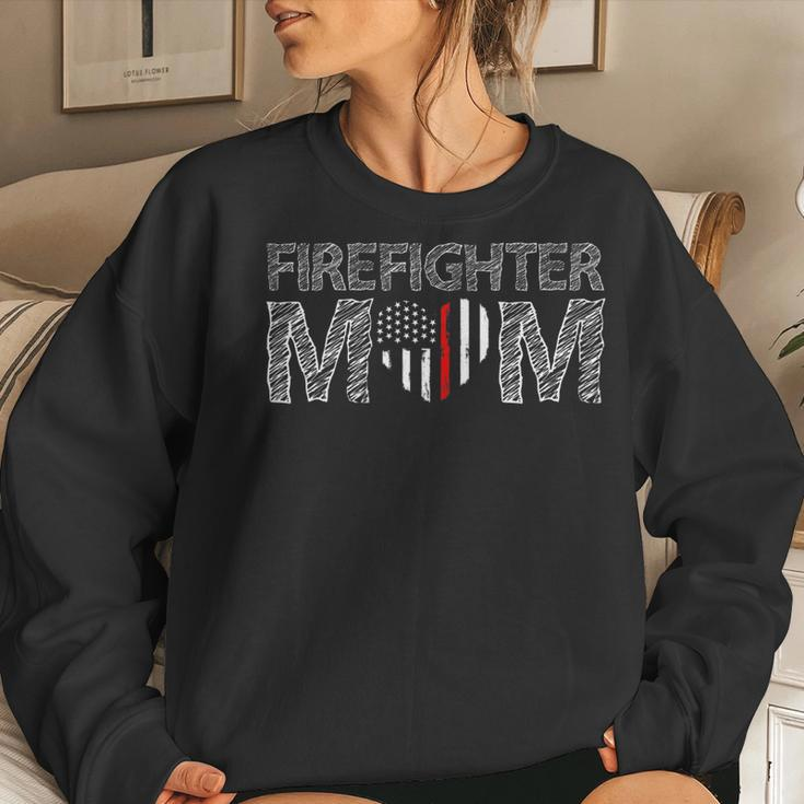 Womens Firefighter Female Fire Fighter Firefighting Mom Red Line Women Crewneck Graphic Sweatshirt Gifts for Her