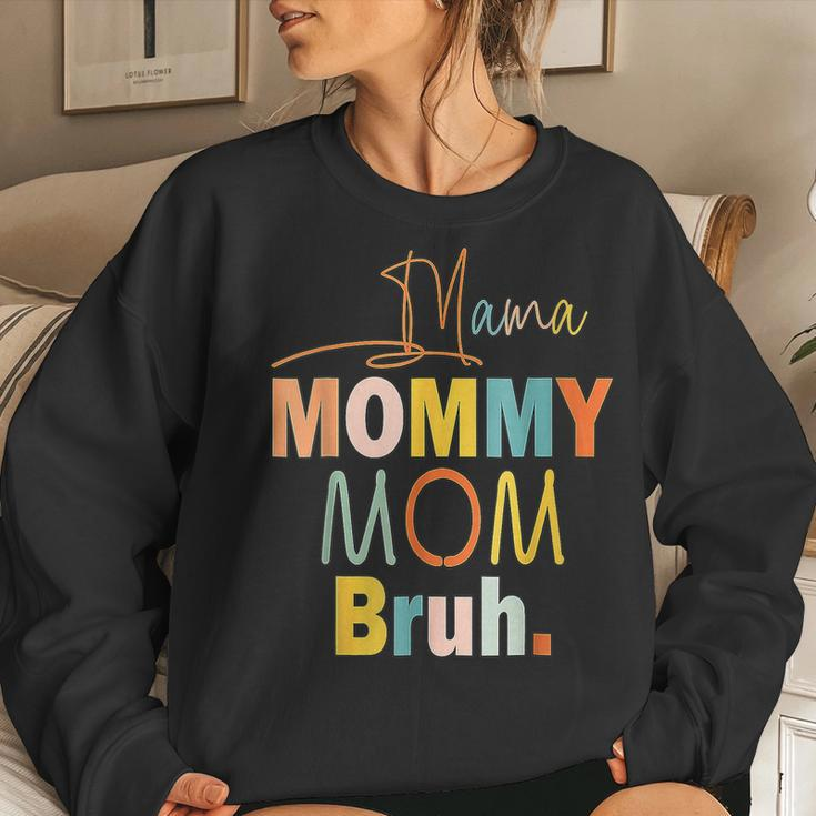 Womens Mama Mommy Mom Bruh Mommy And Me Funny Boy Mom Life Women Crewneck Graphic Sweatshirt Gifts for Her