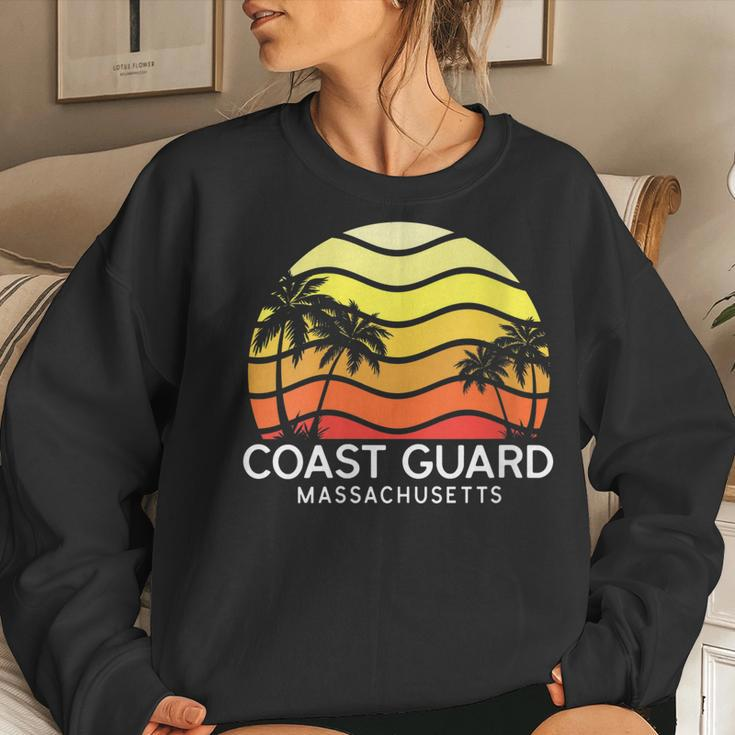 Womens Retro Coast Guard Surf Beach Vintage Palm Venice 70S Women Crewneck Graphic Sweatshirt Gifts for Her