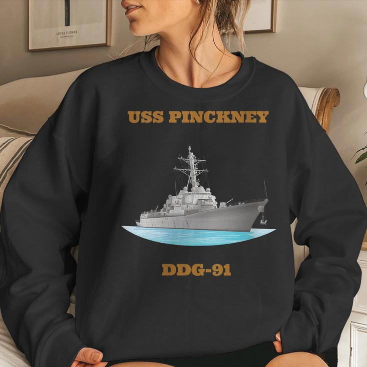 Womens Uss Pinckney Ddg-91 Navy Sailor Veteran Gift Women Crewneck Graphic Sweatshirt Gifts for Her