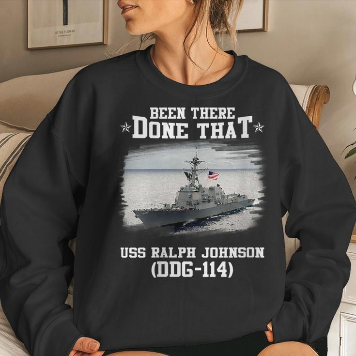 Womens Uss Ralph Johnson Ddg-114 Destroyer Class Veteran Father Day Women Crewneck Graphic Sweatshirt Gifts for Her