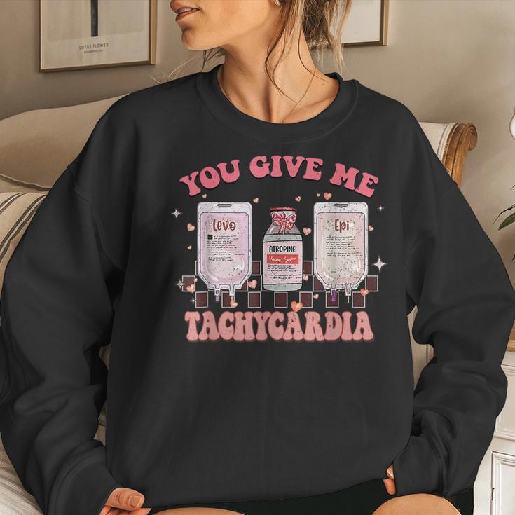 You Give Me Tachycardia Funny Icu Rn Nurse Valentines Day V6 Women Crewneck Graphic Sweatshirt Gifts for Her