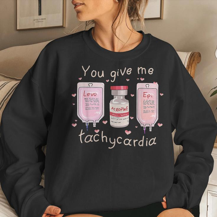 You Give Me Tachycardia Icu Nurse Life Valentines Day Women Crewneck Graphic Sweatshirt Gifts for Her