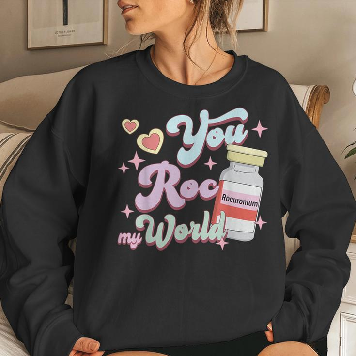 You Roc My World Funny Icu Crna Nurse Happy Valentines Day Women Crewneck Graphic Sweatshirt Gifts for Her