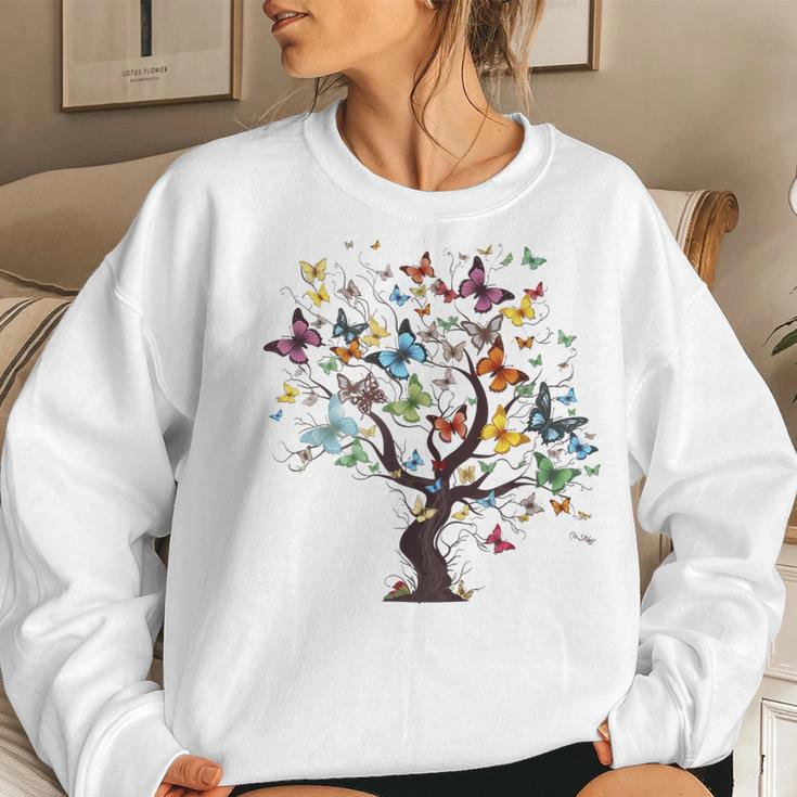 Beautiful Colorful Butterfly Tree Women Sweatshirt Gifts for Her