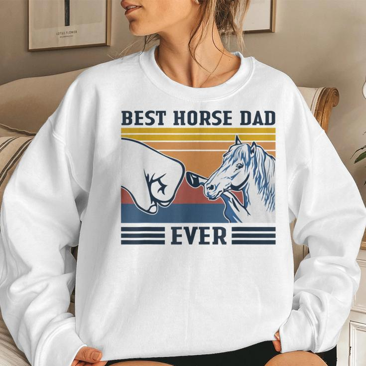 Best Horse Dad Ever Funny Horse Lover Vintage Fathers Day Women Crewneck Graphic Sweatshirt Gifts for Her