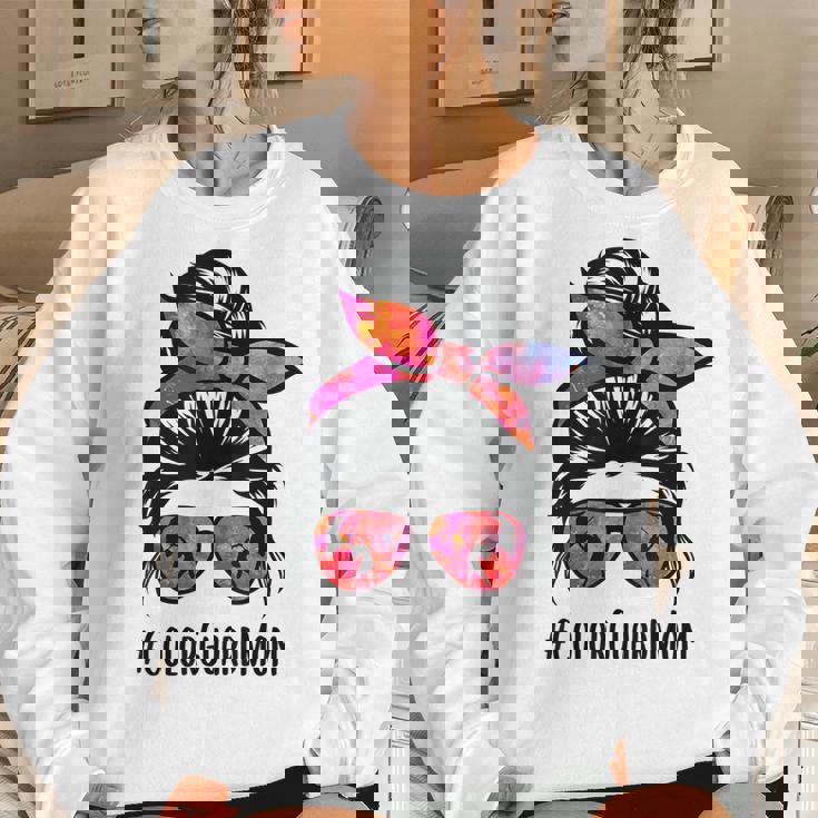 Color Guard Mom Messy Bun Marching Band School Mommy Mother Women Crewneck Graphic Sweatshirt Gifts for Her