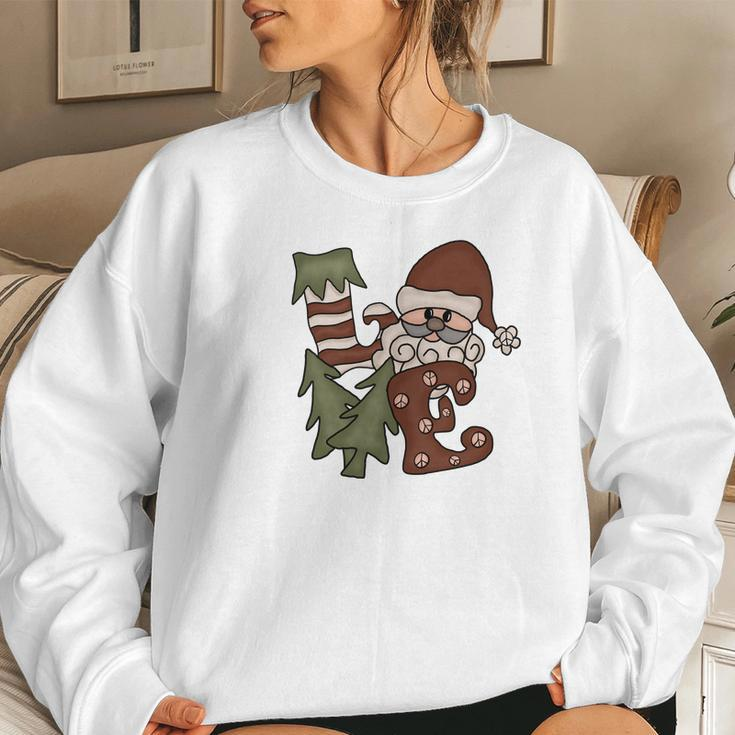 Cute Christmas Santa Love Women Crewneck Graphic Sweatshirt Gifts for Her