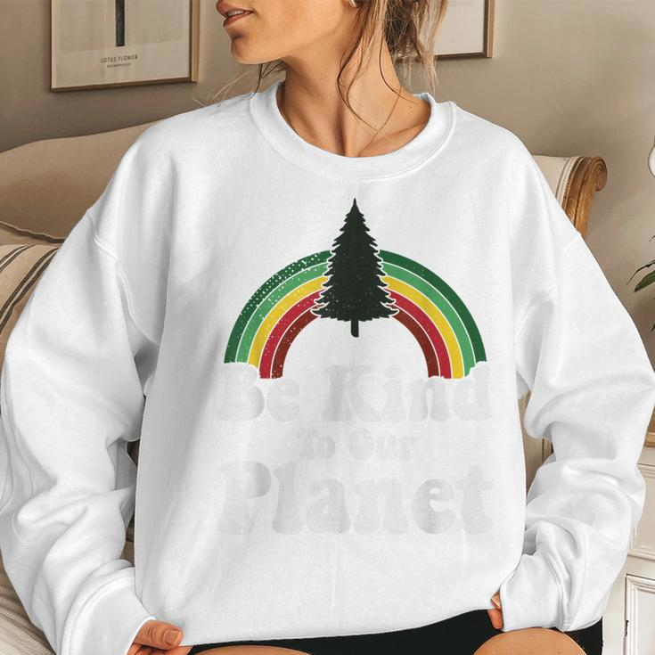 Earth Day Be Kind To Our Planet Retro Vintage Cute Earth Day Women Sweatshirt Gifts for Her