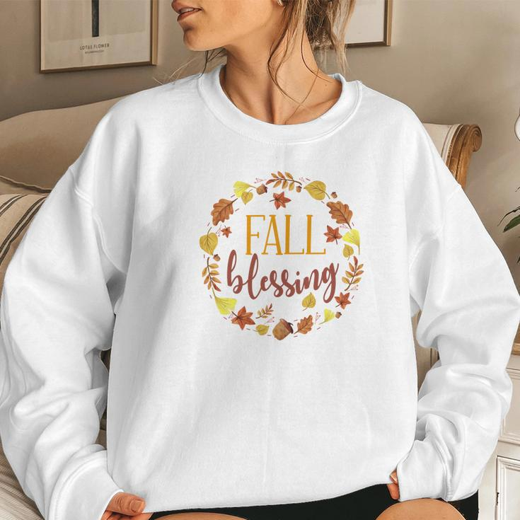 Fall Blessing Thanksgiving Gifts Women Crewneck Graphic Sweatshirt Gifts for Her