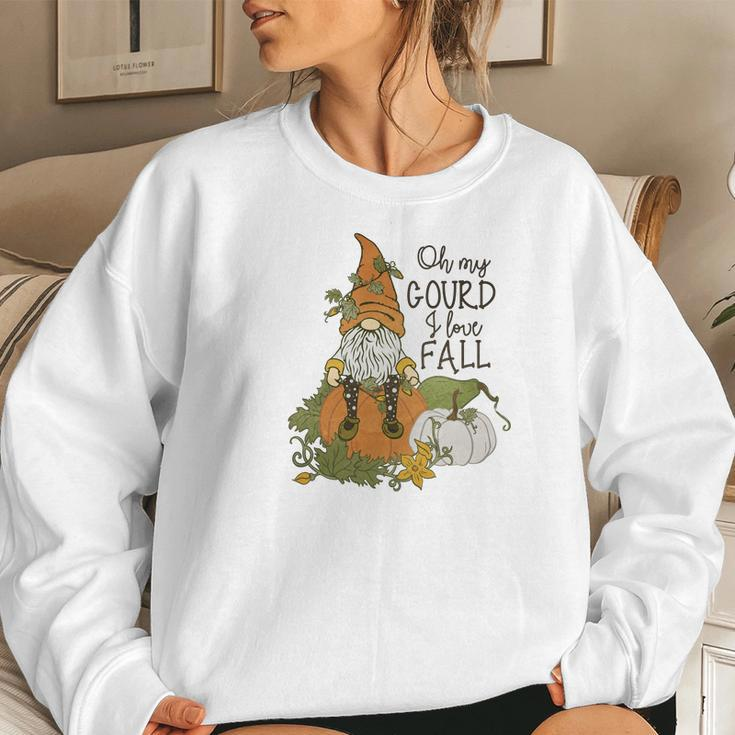 Fall Oh My Gourd I Love Fall Gnomes Women Crewneck Graphic Sweatshirt Gifts for Her