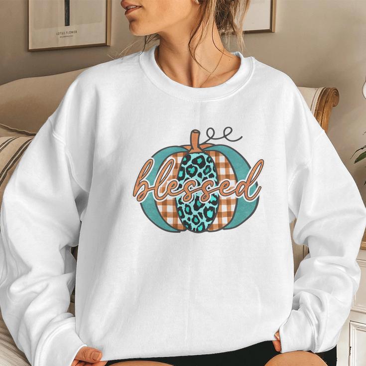 Fall Pumpkin Blessed Gift For Autumn Lovers Women Crewneck Graphic Sweatshirt Gifts for Her