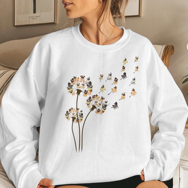 Flower Pug Dog Dandelion Animals Lover Women Sweatshirt Gifts for Her