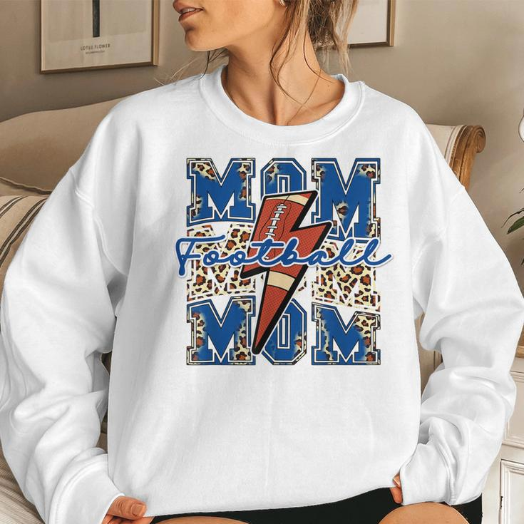 Football Mom Leopard Cheetah Print Mama Lightning Bolt Women Sweatshirt Gifts for Her