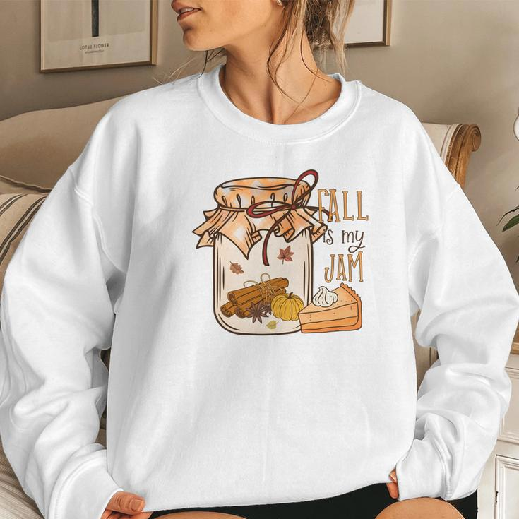 Funny Fall Fall Is My Jam Autumn Women Crewneck Graphic Sweatshirt Gifts for Her