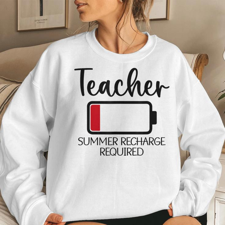 Funny Teacher Appreciation Teacher Summer Recharge Required Women Crewneck Graphic Sweatshirt Gifts for Her