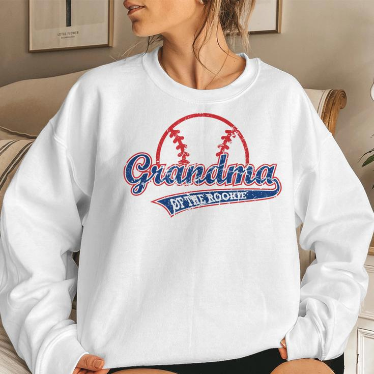 Funny Vintage Baseball Grandma Of The Rookie Women Crewneck Graphic Sweatshirt Gifts for Her