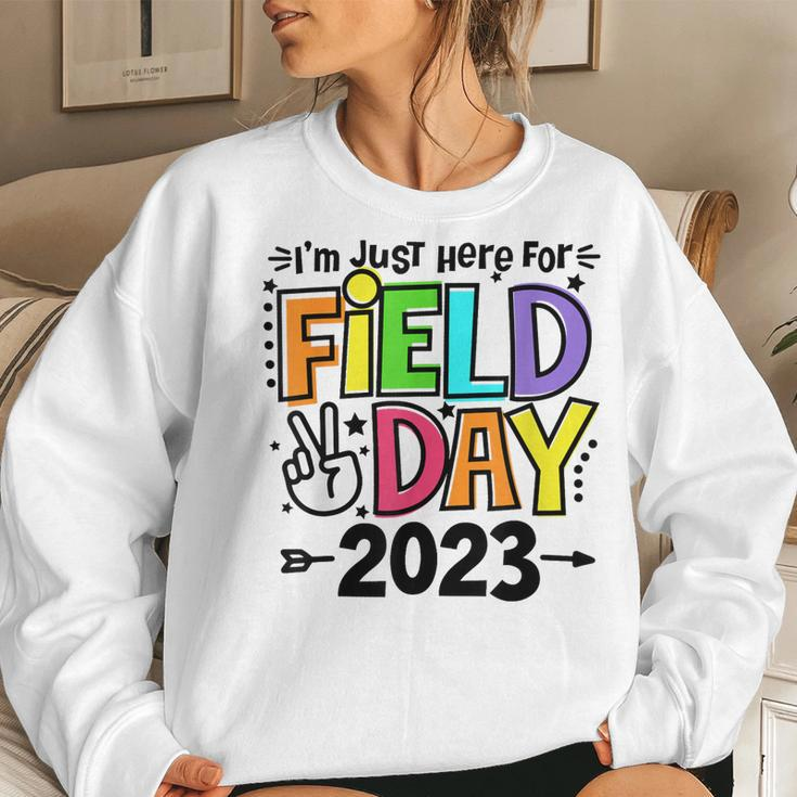 Just Here For Field Day 2023 Peace Sign Teacher Students Women Sweatshirt Gifts for Her