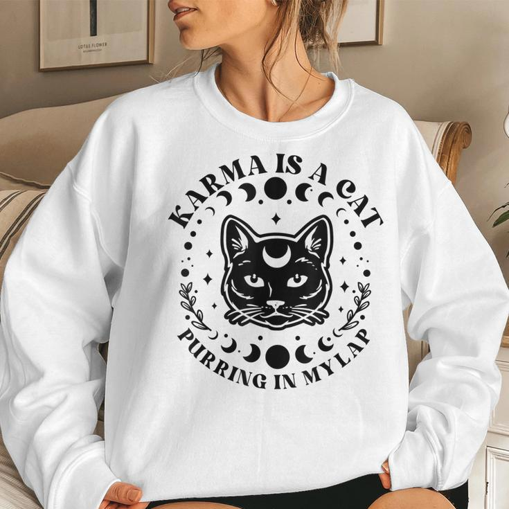 Karma Is A Cat Purring In My Lap Celestial Women Sweatshirt Gifts for Her