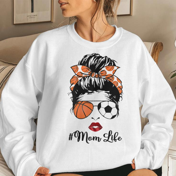 Mom Life Basketball Soccer Mom Bandana Messy Bun Women Sweatshirt Gifts for Her