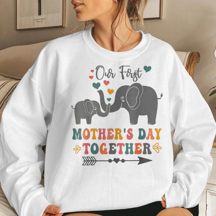 Mothers DayOur First Mothers Day Together Elephant Design Women Crewneck Graphic Sweatshirt Gifts for Her