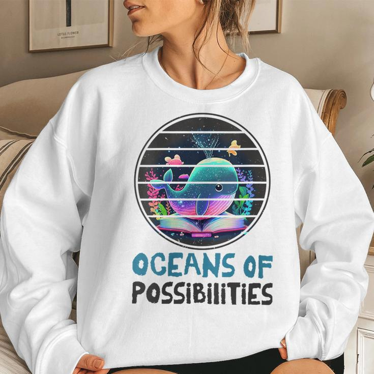 Womens Oceans Of Possibilities Summer Reading 2023 Retro Vintage Women Sweatshirt Gifts for Her