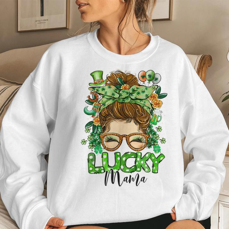Womens One Lucky Mama St Patricks Day Mom Mother Shamrock Women Sweatshirt Gifts for Her