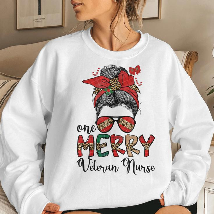 One Merry Veteran Nurse Christmas Veteran Nursing Xmas Party Women Crewneck Graphic Sweatshirt Gifts for Her
