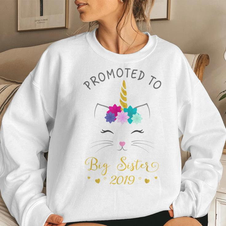 Promoted To Big Sister 2019 Cat Caticorn Girls Women Sweatshirt Gifts for Her