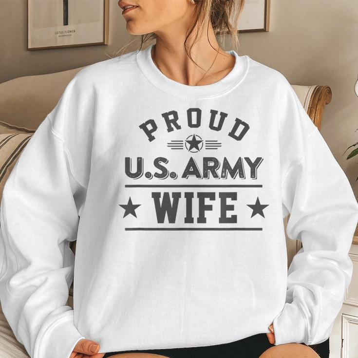 Proud Us Army Wife Dark Military Family Women Sweatshirt Gifts for Her