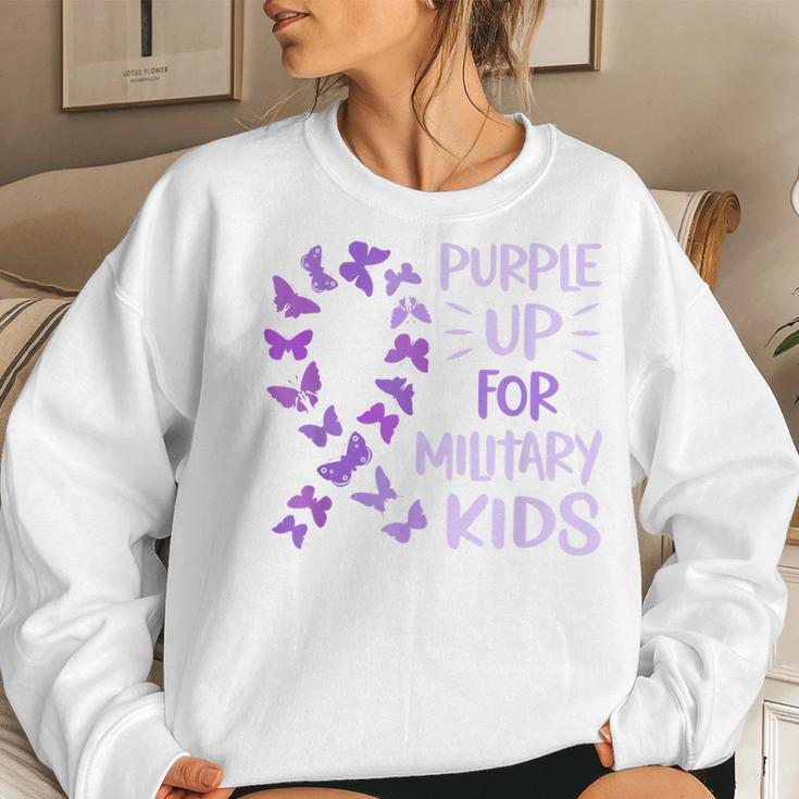 Purple Up Military Child Butterfly - Military Brats Month Women Sweatshirt Gifts for Her