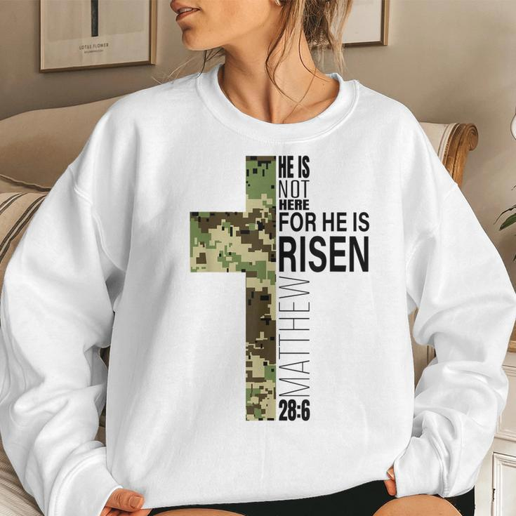 He Is Risen Christian Easter Bible Verse Camo Cross Men Boys Long Sleeve  T-Shirt