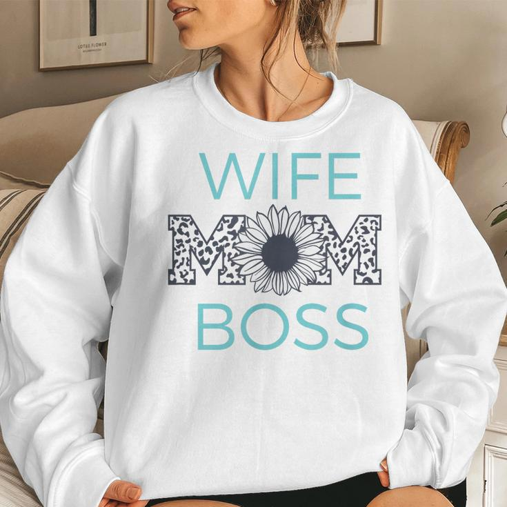 Wife Mom Boss Mommy Wifey Happy Women Sweatshirt Gifts for Her