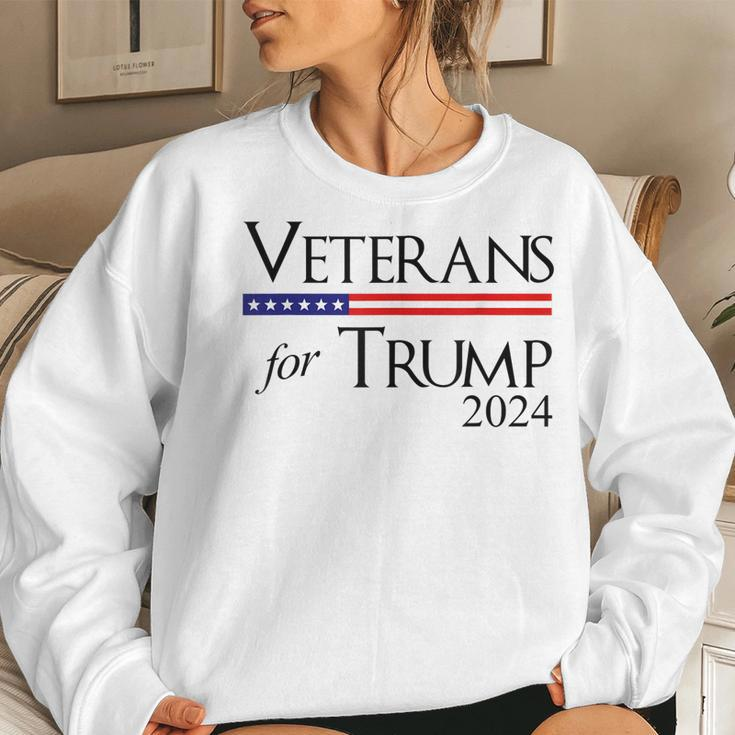 Womens Trump 2024 Veterans For Trump 2024 Women Crewneck Graphic Sweatshirt Gifts for Her