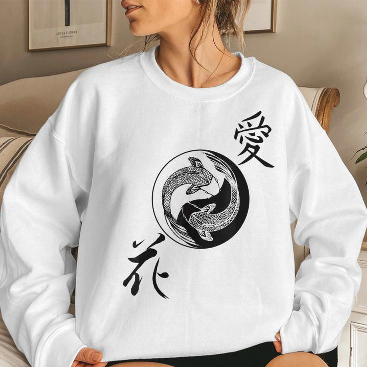 Yin Yang Koi Fish Butterfly Nishikigoi Women Sweatshirt Gifts for Her