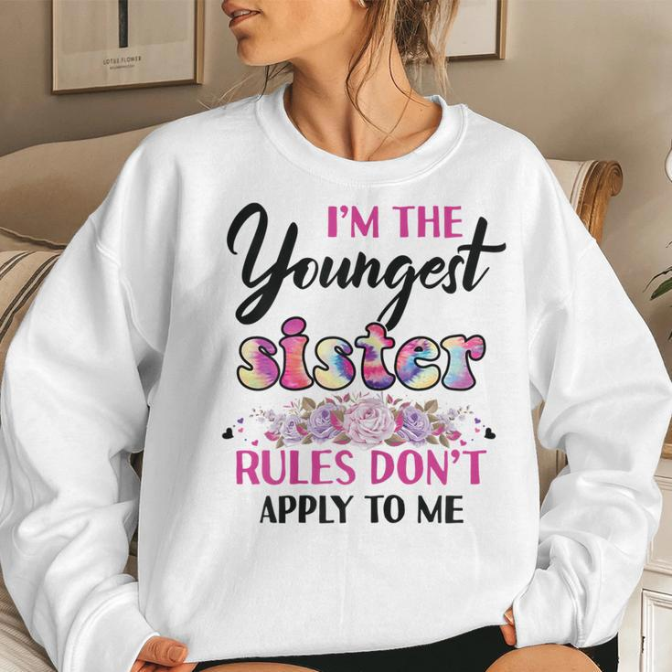 Youngest Sister Rules Dont Apply To Me Sibling Women Sweatshirt Gifts for Her