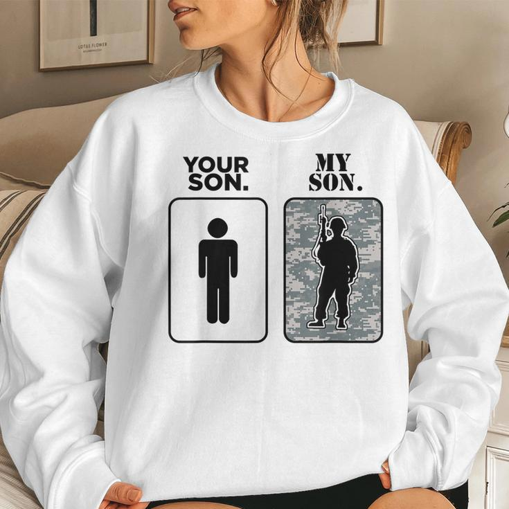 Your Son My Son Military Parents Army Moms Army Dads Women Crewneck Graphic Sweatshirt Gifts for Her