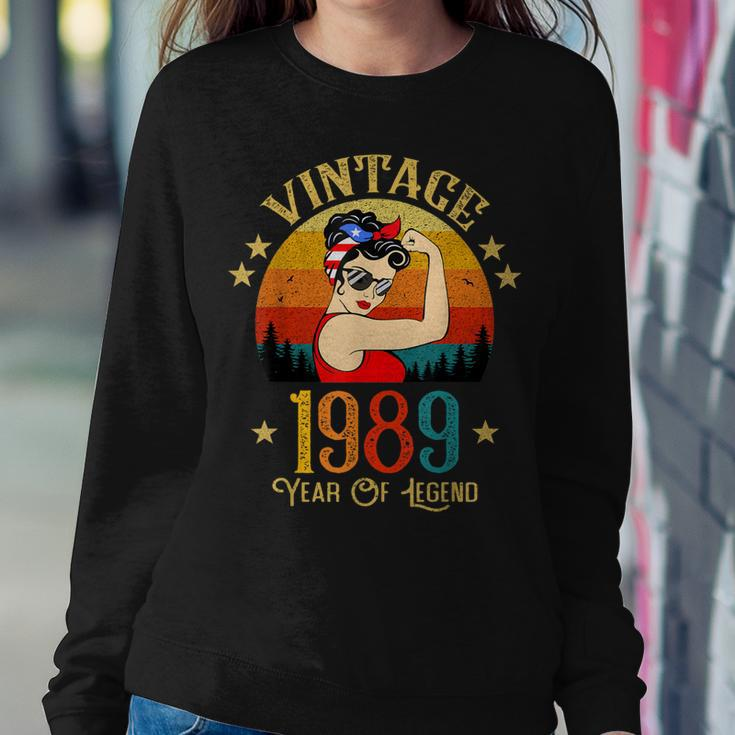 34Th Birthday Gift 34 Years Old For Women Retro Vintage 1989 Women Crewneck Graphic Sweatshirt Funny Gifts