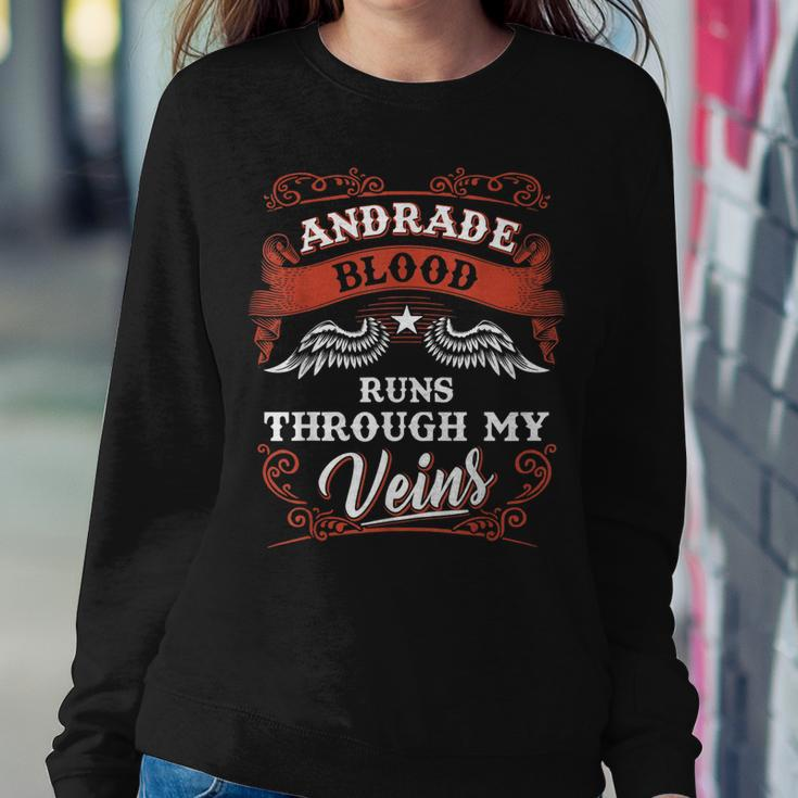 Andrade Blood Runs Through My Veins Family Christmas Women Crewneck Graphic Sweatshirt Funny Gifts
