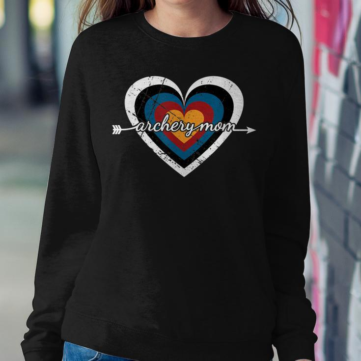 Archery Mom Target Heart - Usa Archery Women Crewneck Graphic Sweatshirt Personalized Gifts