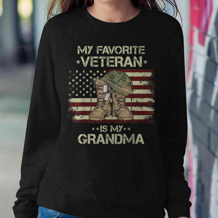 Army Veterans Day My Favorite Veteran Is My Grandma Kids Women Crewneck Graphic Sweatshirt Funny Gifts
