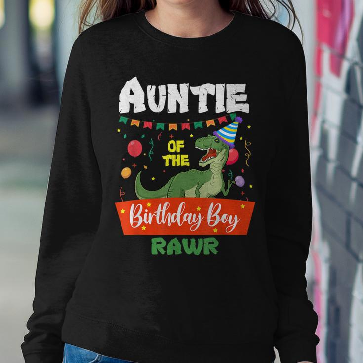 Auntie Of The Birthday Boy Dinosaur Raptor Auntie Women Crewneck Graphic Sweatshirt Funny Gifts