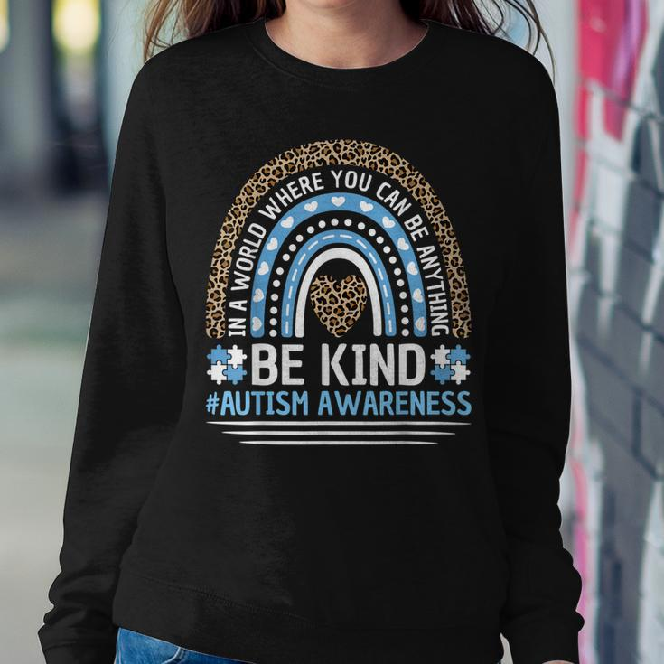 Autism Awareness Be Kind Rainbow Leopard Autism Awareness Women Sweatshirt Unique Gifts