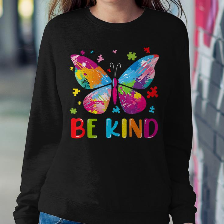 Autism Awareness Kindness Butterfly Be Kind Teacher Women Sweatshirt Unique Gifts