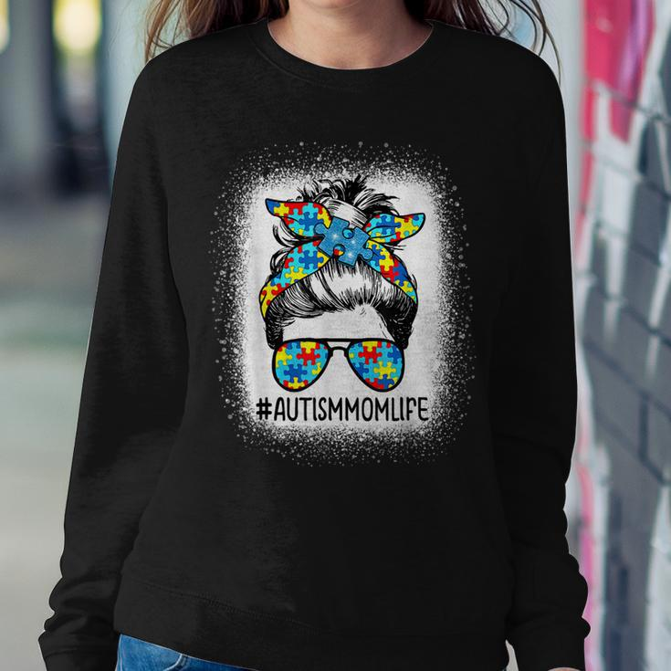 Autism Awareness Autism Mom Life Messy Hair Bun Women Sweatshirt Unique Gifts