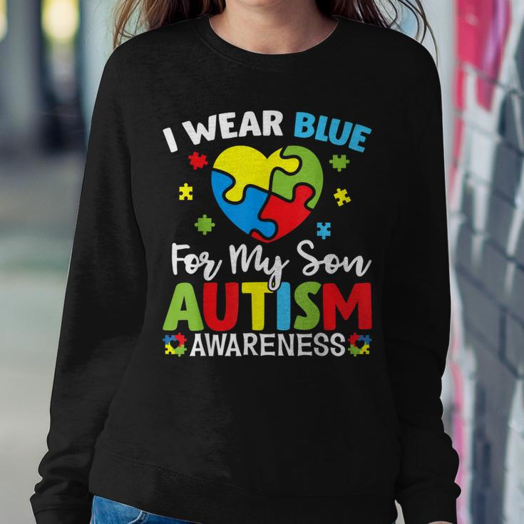 Autism Awareness Month Dad Mom Heart I Wear Blue For My Son Women Sweatshirt Unique Gifts