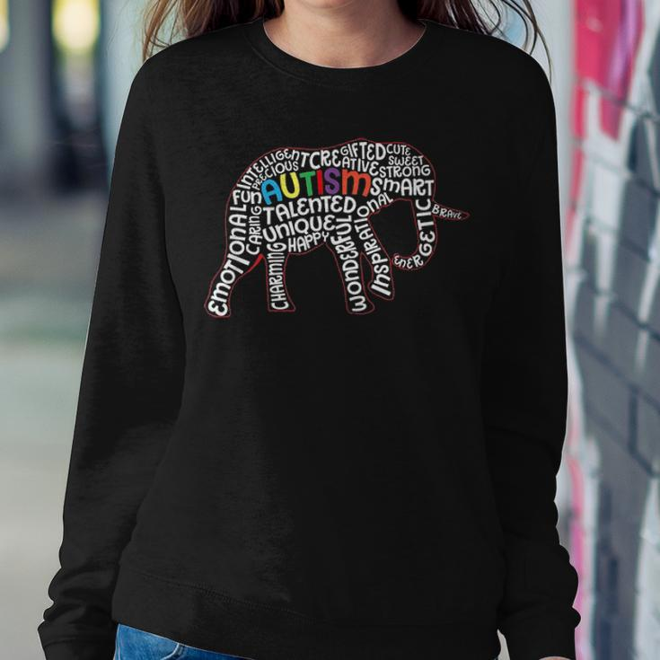 Autism Mom Elephant Puzzle Pieces Autism Supporter Outfit Women Crewneck Graphic Sweatshirt Funny Gifts