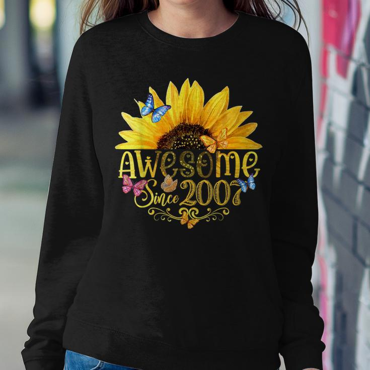 Awesome Since 2007 Sunflower 16Th Birthday Vintage 2007 Women Crewneck Graphic Sweatshirt Funny Gifts