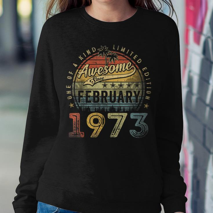 Awesome Since February 1973 50 Years Old 50Th Birthday Gifts Women Crewneck Graphic Sweatshirt Funny Gifts