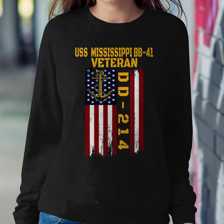 Battleship Uss Mississippi Bb-41 Warship Veteran Grandpa Dad Women Crewneck Graphic Sweatshirt Funny Gifts
